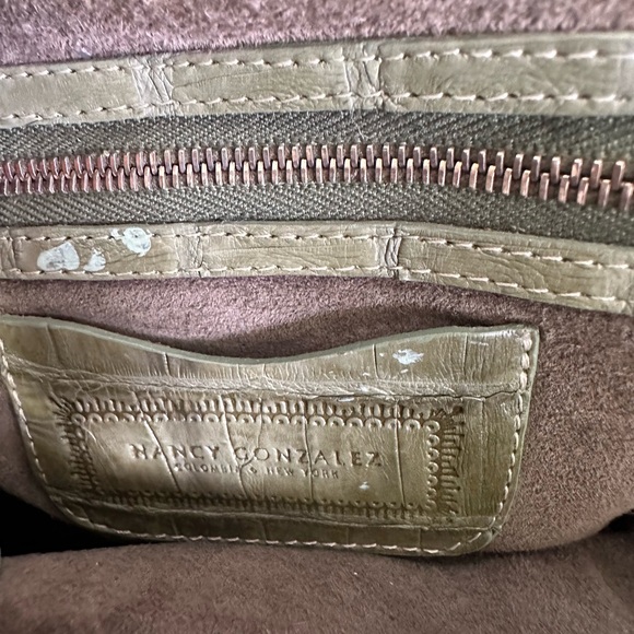 Authentic Nancy Gonzalez Cream Green Crocodile Handbag - Picture 7 of 13